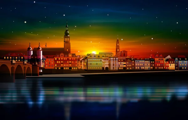 Vue panoramique de la ville médiévale en Allemagne — Image vectorielle