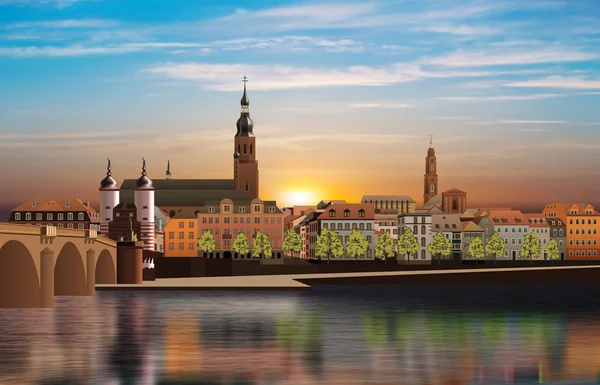 Panoramatický výhled na středověké město v Německu — Stockový vektor