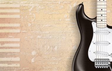 Elektro gitarlı soyut bej grunge piyano arkaplanı