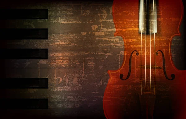 Musica grunge astratta sfondo con violino — Vettoriale Stock