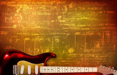 soyut kahverengi grunge vintage ses arka plan elektro gitar vektör çizim