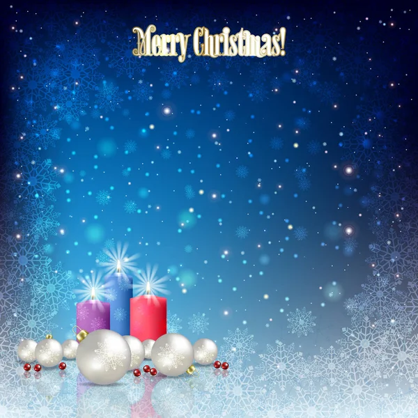 Abstrakter Hintergrund mit Weihnachtsdekoration und Schneeflocken auf — Stockvektor