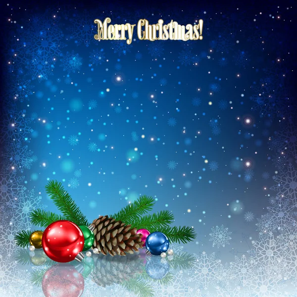 クリスマスの装飾とb上の松のコーンの抽象的な背景 — ストックベクタ