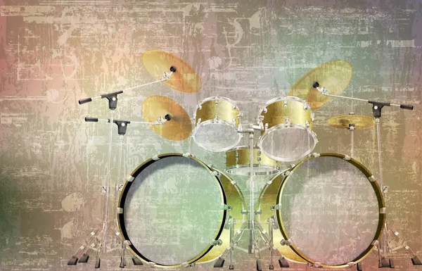 Abstrakte graue Grunge Vintage Sound Hintergrund Drum Kit Vektor il — Stockvektor