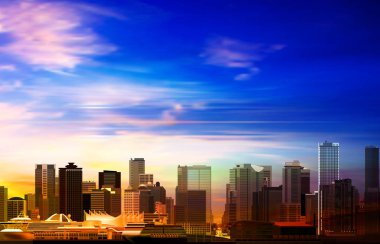 Pembe bulutlar ve Vanc manzaralı soyut bahar arkaplanı