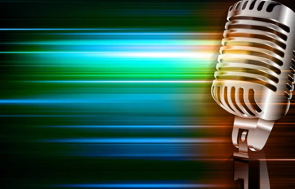 Abstrait Fond Musique Flou Vert Avec Microphone Rétro — Image vectorielle