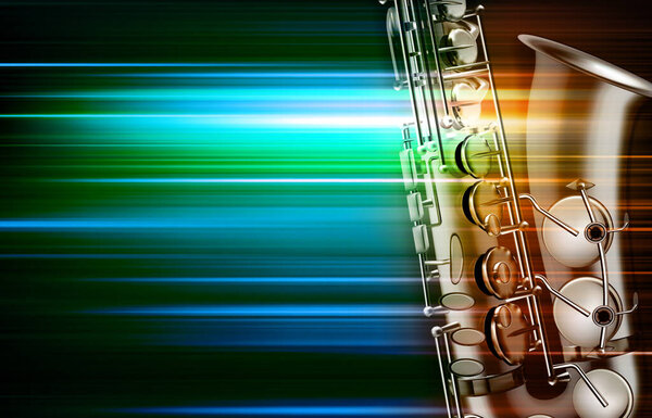abstract green blur music background with saxophone