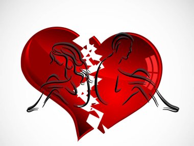 Unhappy couple and heart clipart