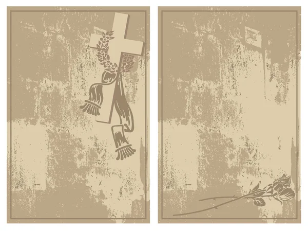 Vintage-Karten mit Kreuz und Rosen — Stockvektor