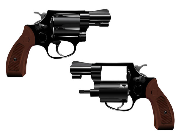 Two revolvers, one with open drum