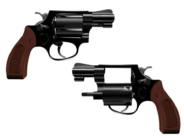 Two revolvers, one with open drum — Stock Vector