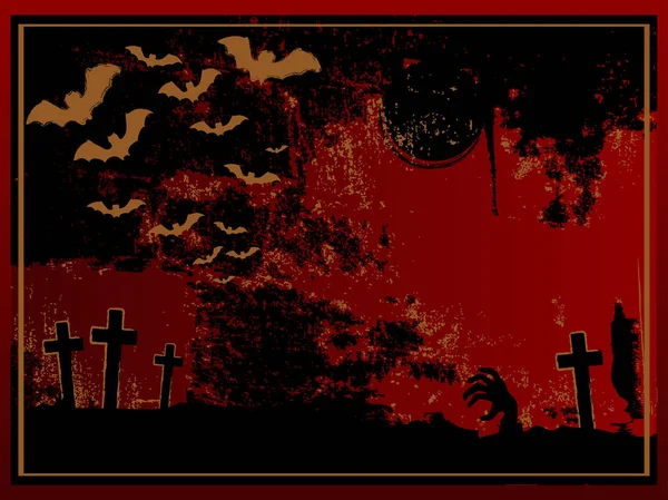 Cartão vermelho de Halloween — Vetor de Stock