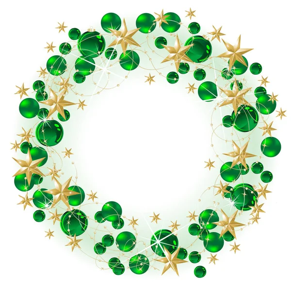Christmas wreath with stars — Stock Vector
