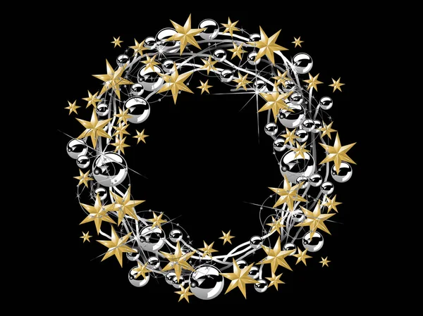 Corona de Navidad con estrellas — Vector de stock