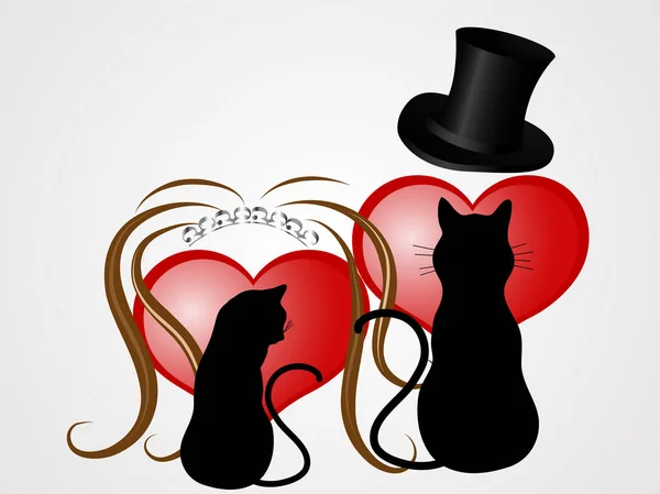Abstract cats in love — Stock Vector