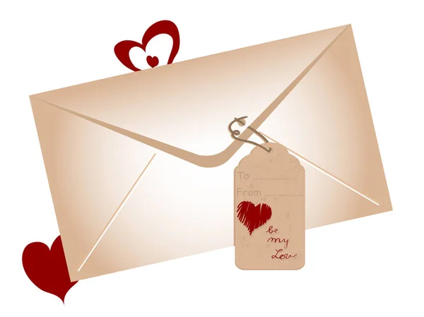 Envelope com tag e corações —  Vetores de Stock