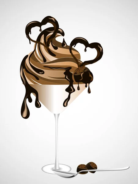 Sundae de chocolate — Vector de stock