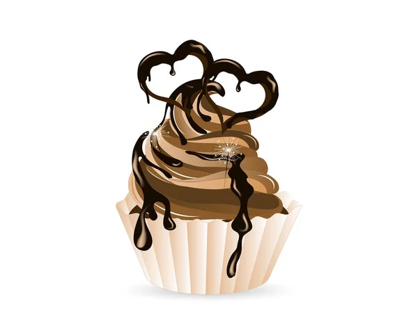 チョコレートのカップケーキ — ストックベクタ