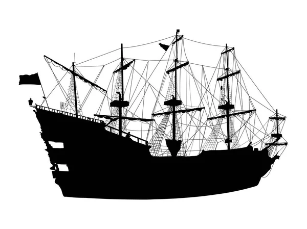 Silhouette of the pirate ship — Stock Vector