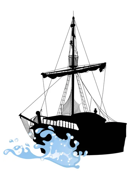 Silueta pirátské lodi — Stockový vektor