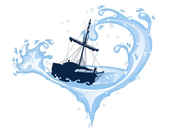 Silueta del barco pirata — Vector de stock