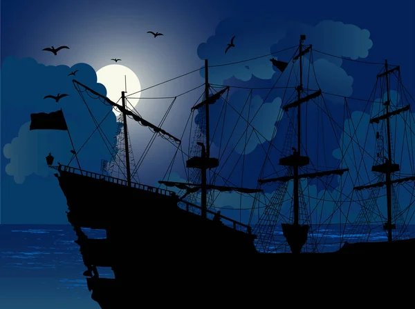 Σιλουέτα του το πειρατικό πλοίο — Διανυσματικό Αρχείο