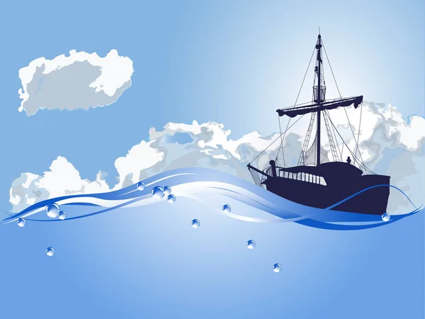 Sylwetka statek piracki — Wektor stockowy