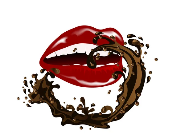 チョコレートの唇 — ストックベクタ