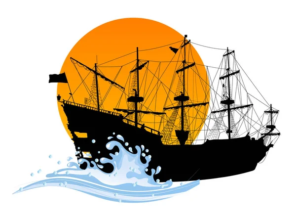 Σιλουέτα του το πειρατικό πλοίο — Διανυσματικό Αρχείο