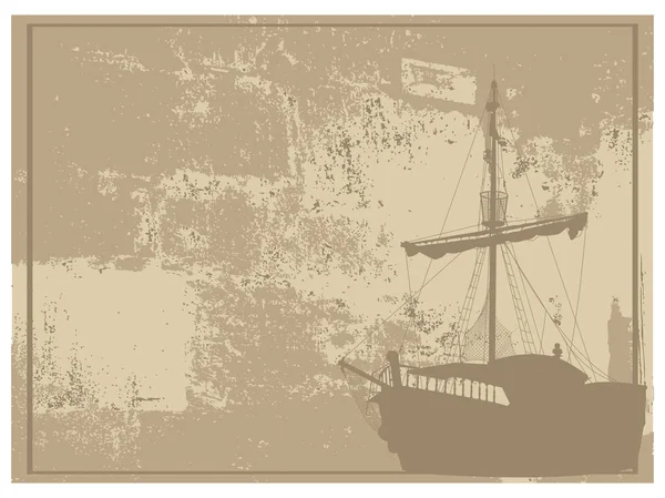 Silhouette of the pirate ship — Stock Vector