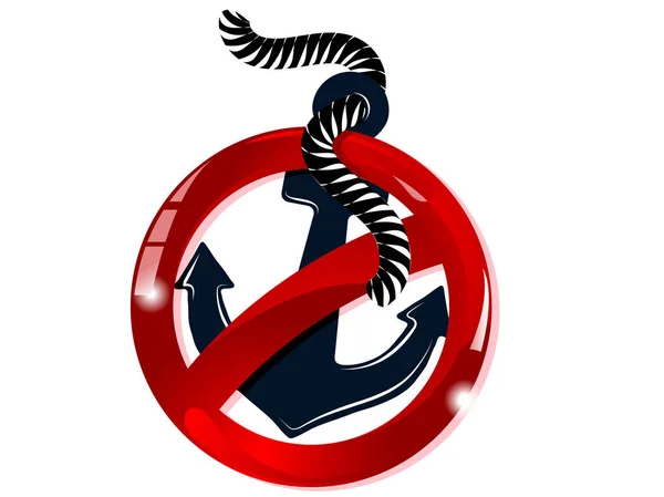 Panneau d'interdiction avec ancre — Image vectorielle