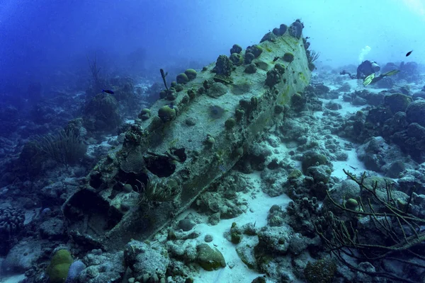 Schiff mit Taucher gesunken lizenzfreie Stockbilder