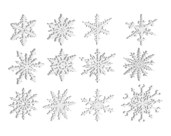 Copos de nieve 3D aislado — Archivo Imágenes Vectoriales