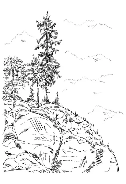 ağaçları ile kaya