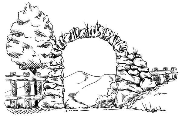 Kamenná brána čerpat — Stockový vektor