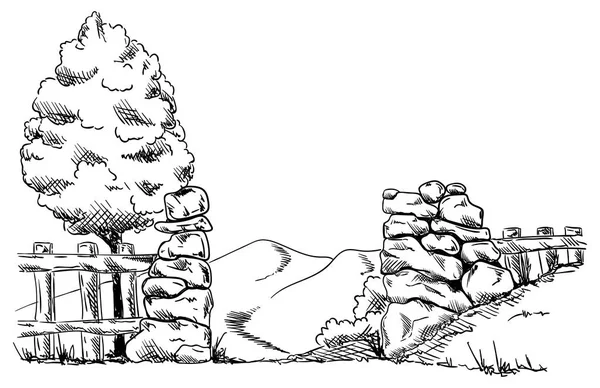 Stone gate draw — Stock Vector