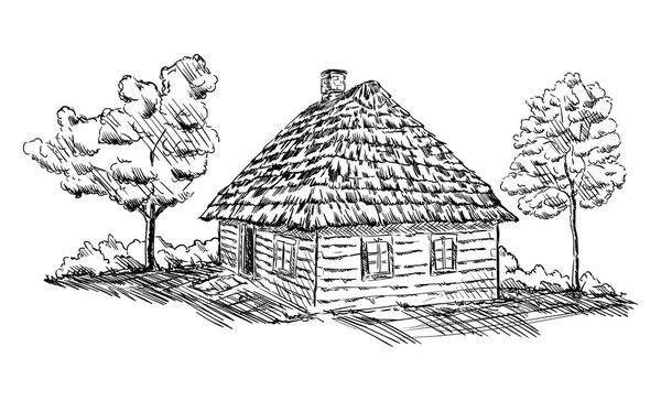 Antigua casa de madera — Vector de stock