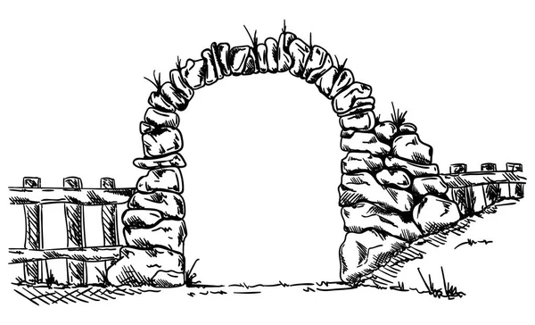 Porta de pedra desenhar — Vetor de Stock