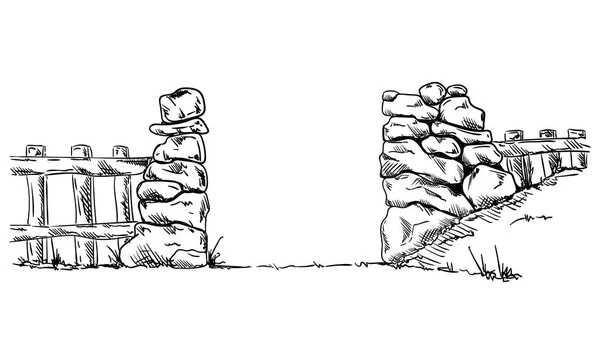Puerta de piedra dibujar — Archivo Imágenes Vectoriales