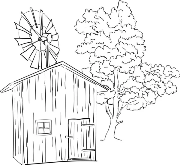 Vector - oude windmolen — Stockvector