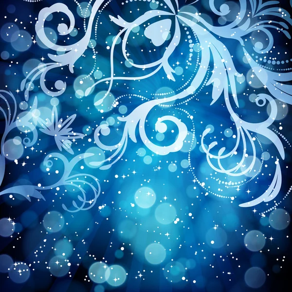 Abstract floral patroon op een blauwe achtergrond. — Stockvector