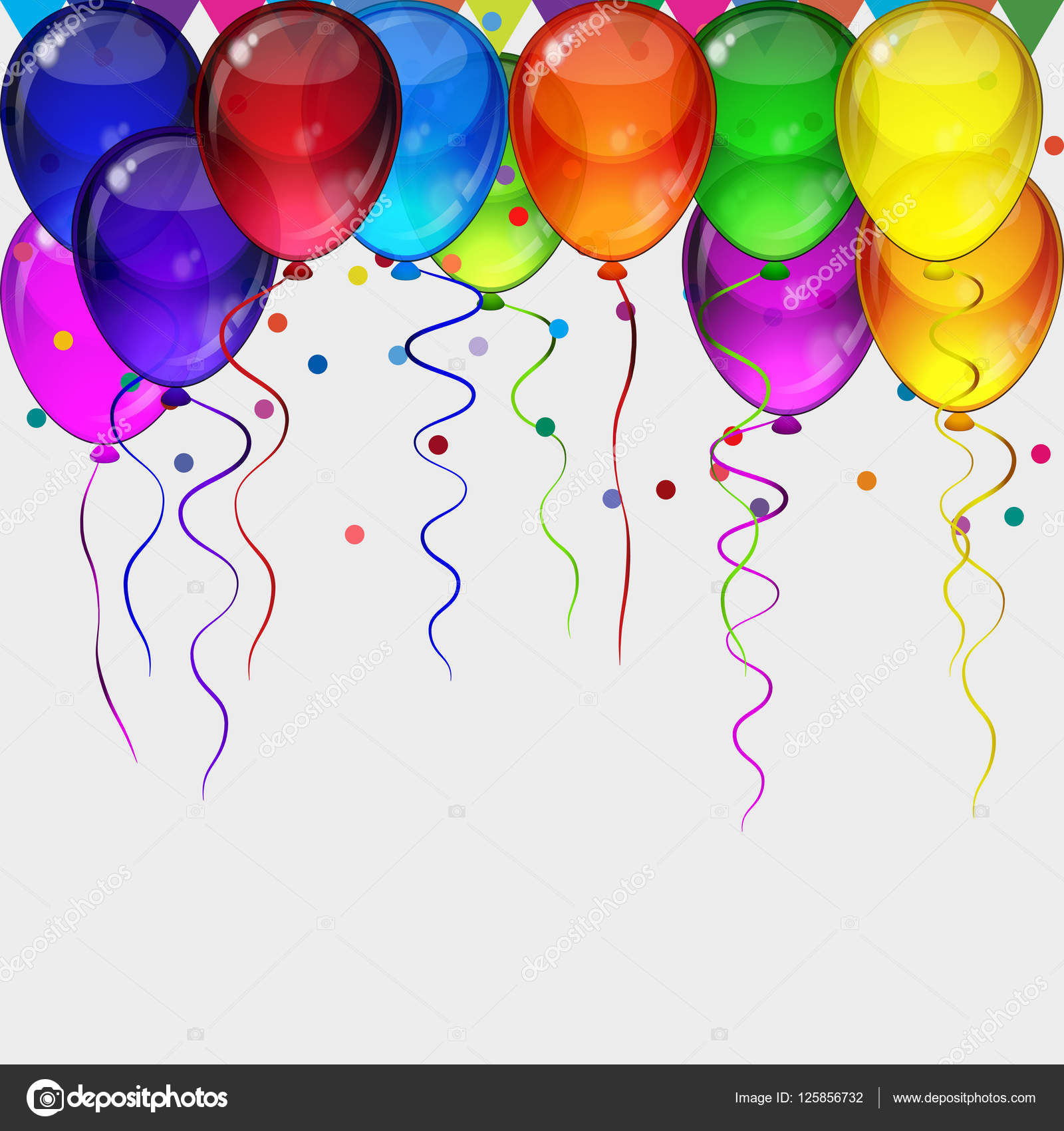 Birthday party background - realistic transparency balloons. Stock