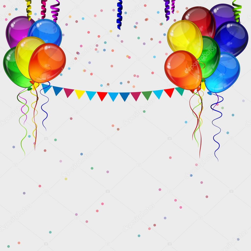Birthday party background - colorful transparency balloons.