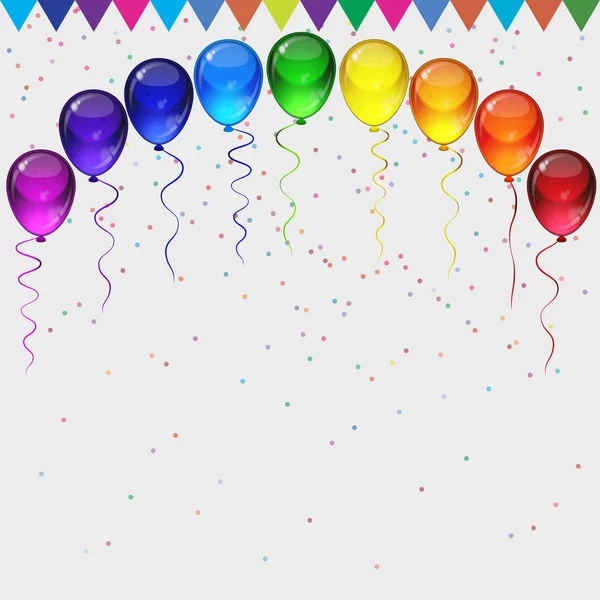 День рождения фон - реалистичная прозрачность воздушных шаров . — стоковый вектор