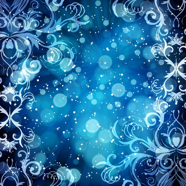 Abstract floral patroon op een blauwe achtergrond. — Stockvector