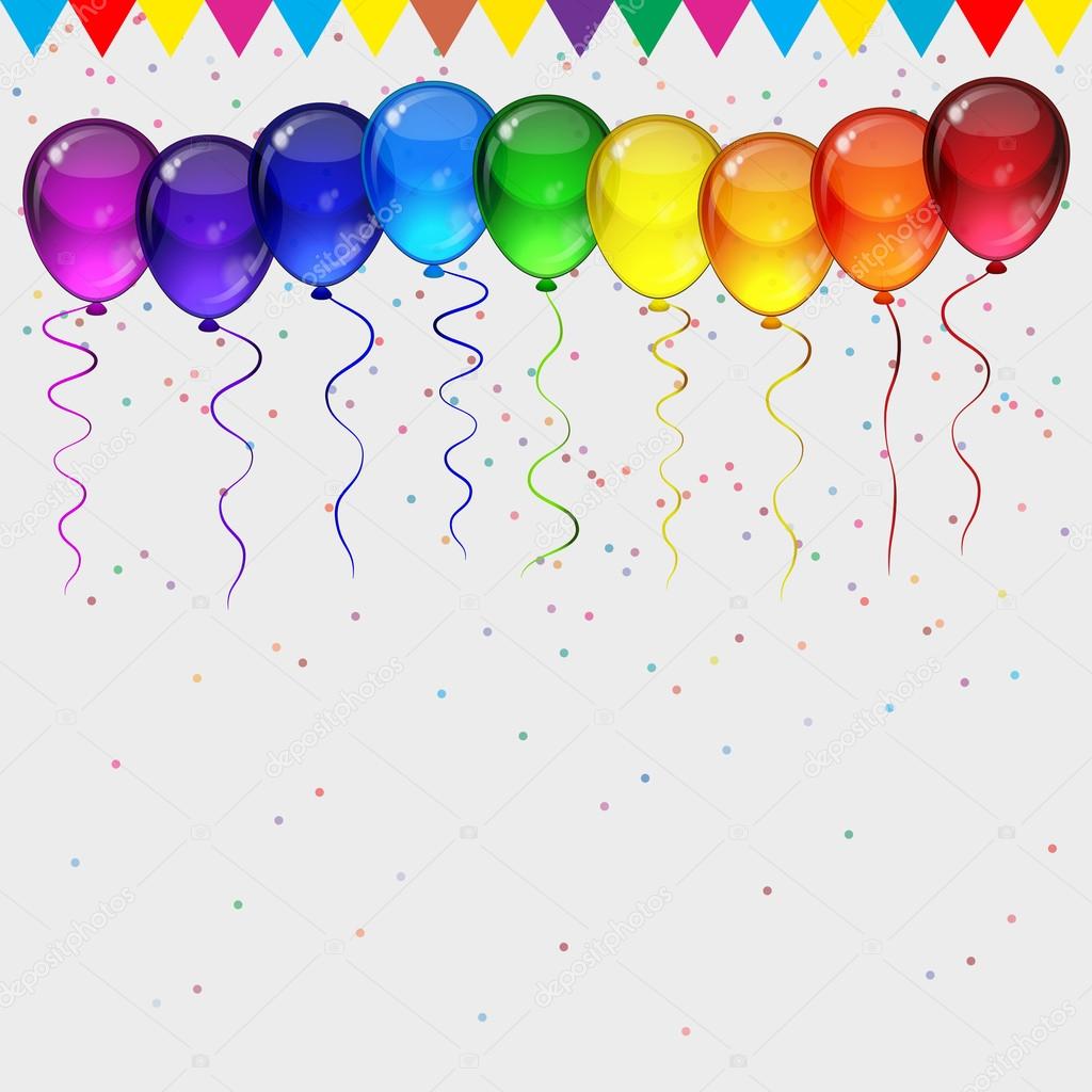 Birthday party vector background - realistic transparency colorf