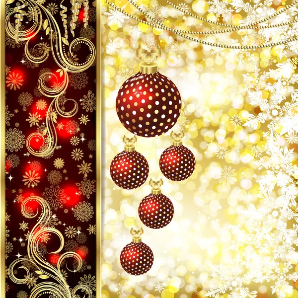 Carte de Noël avec décor de Noël, flocons de neige . — Image vectorielle