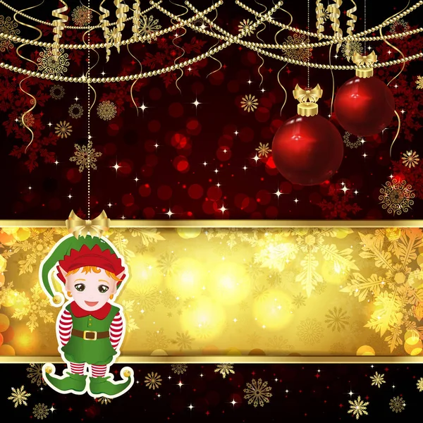 Biglietto natalizio con palline e decorazioni natalizie . — Vettoriale Stock