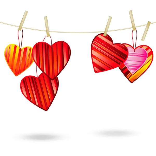 Valentinstag Hintergrund mit gestreiften Mustern Herzen, Design-Illustration. — Stockvektor