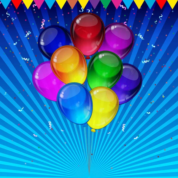 Verjaardag partij achtergrond - kleurrijke feestelijke ballonnen. — Stockvector